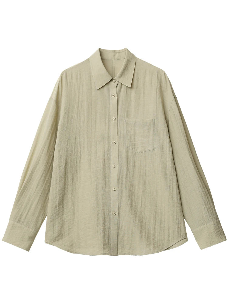 Back Hollow Out Long Sleeve Blouse Casual Loose Shirt Loran