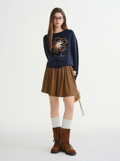 Women's Plus: Floral Knit Winter Pullover - Loran