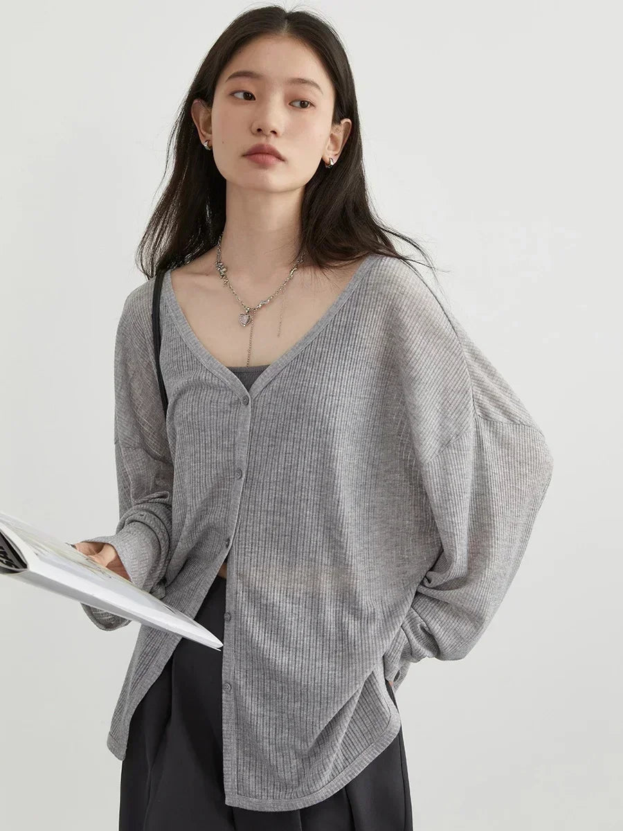 Women's V-Neck Cardigan Sweater for Spring/Summer