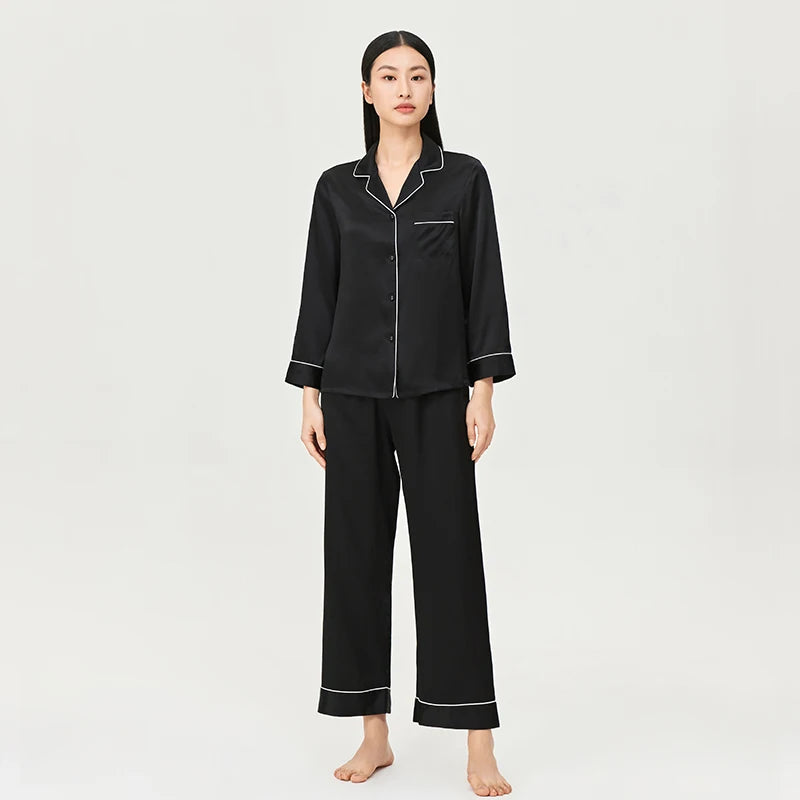 Women’s Mulberry Silk Pajama Set Long Sleeve Loungewear Loran