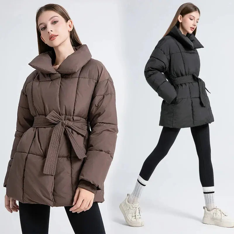 Turn-Down Collar Belted Parka - Loran