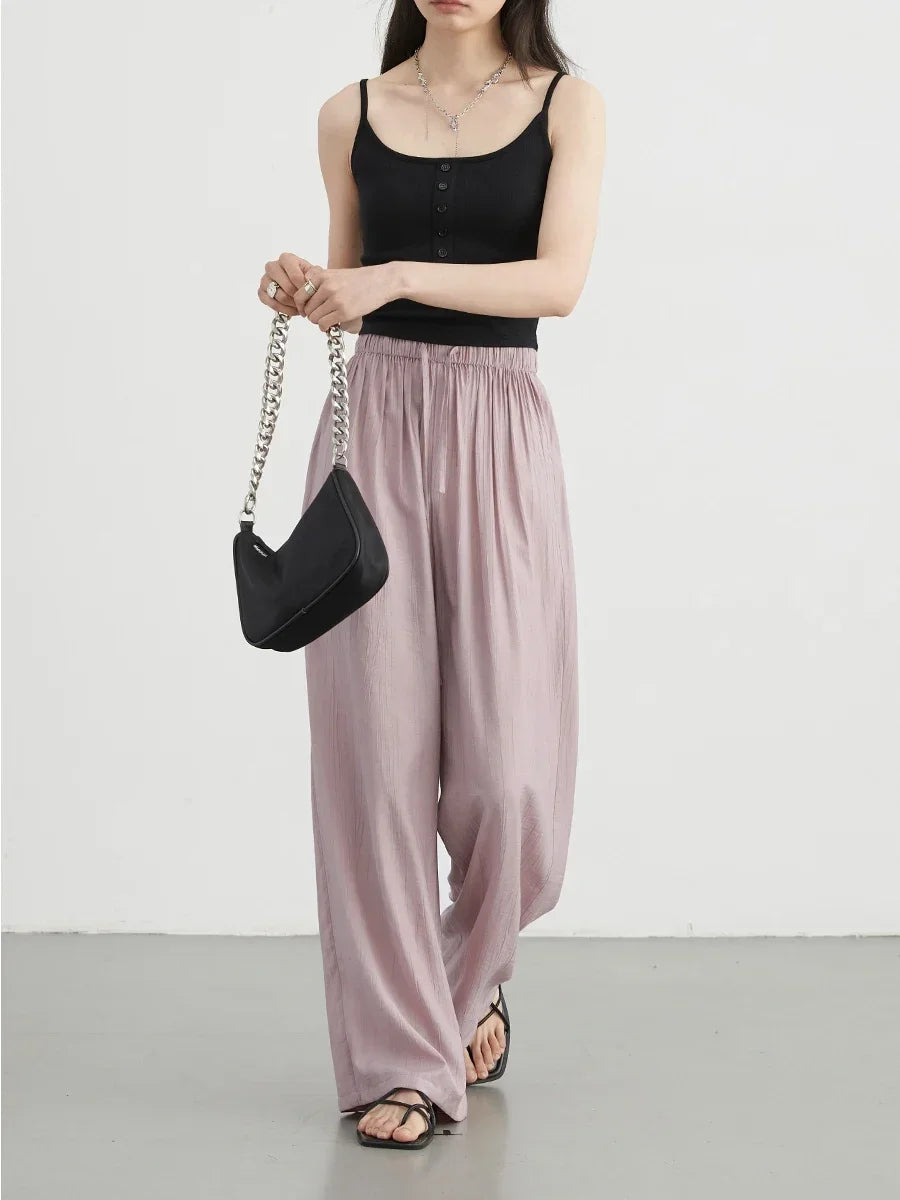 High-Waisted Wide Leg Pants Loose Casual Trousers Loran