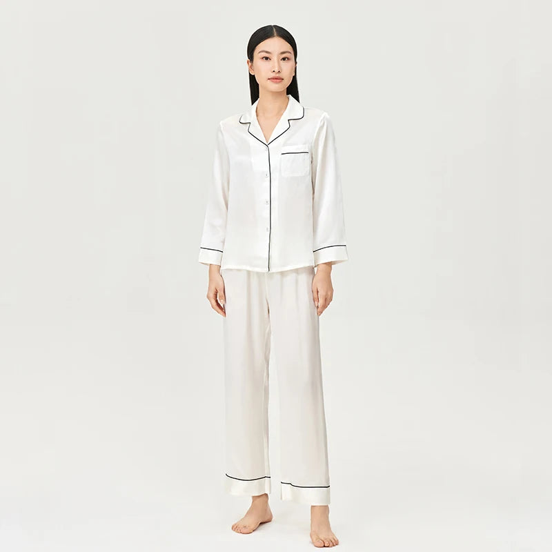 Women’s Mulberry Silk Pajama Set Long Sleeve Loungewear Loran