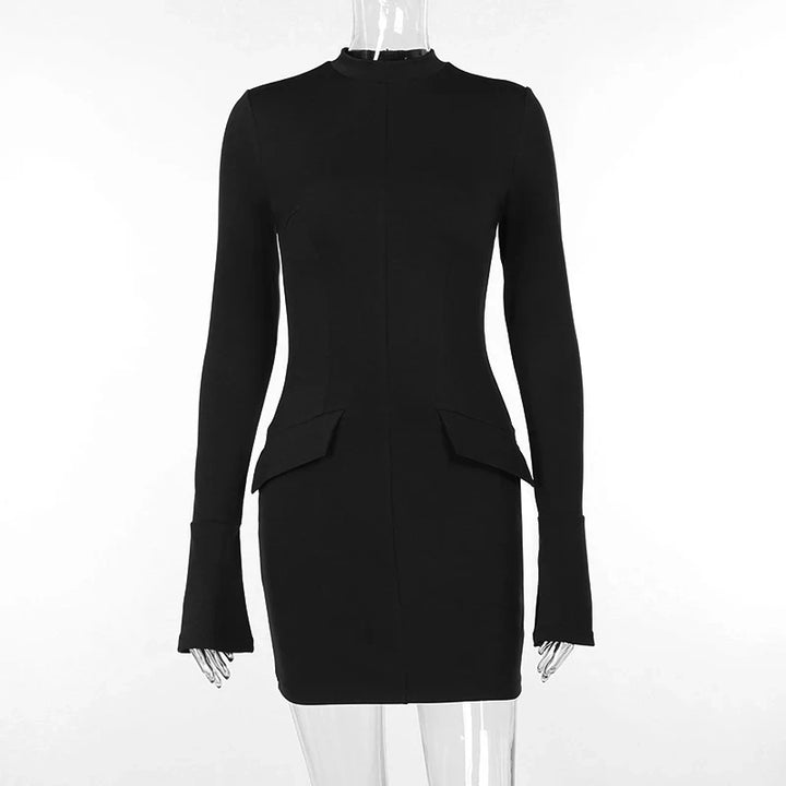 Mini Dress Autumn Pocket Long Sleeve - 3IN SMART Shop  #