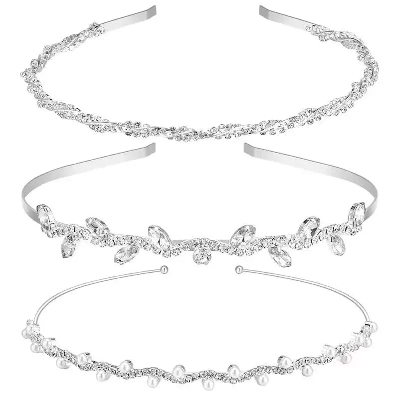 Rhinestone & Pearl Bridal Headband Set Wedding Hair