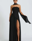 Sleek Solid Tube Top Maxi Dress with High Slit