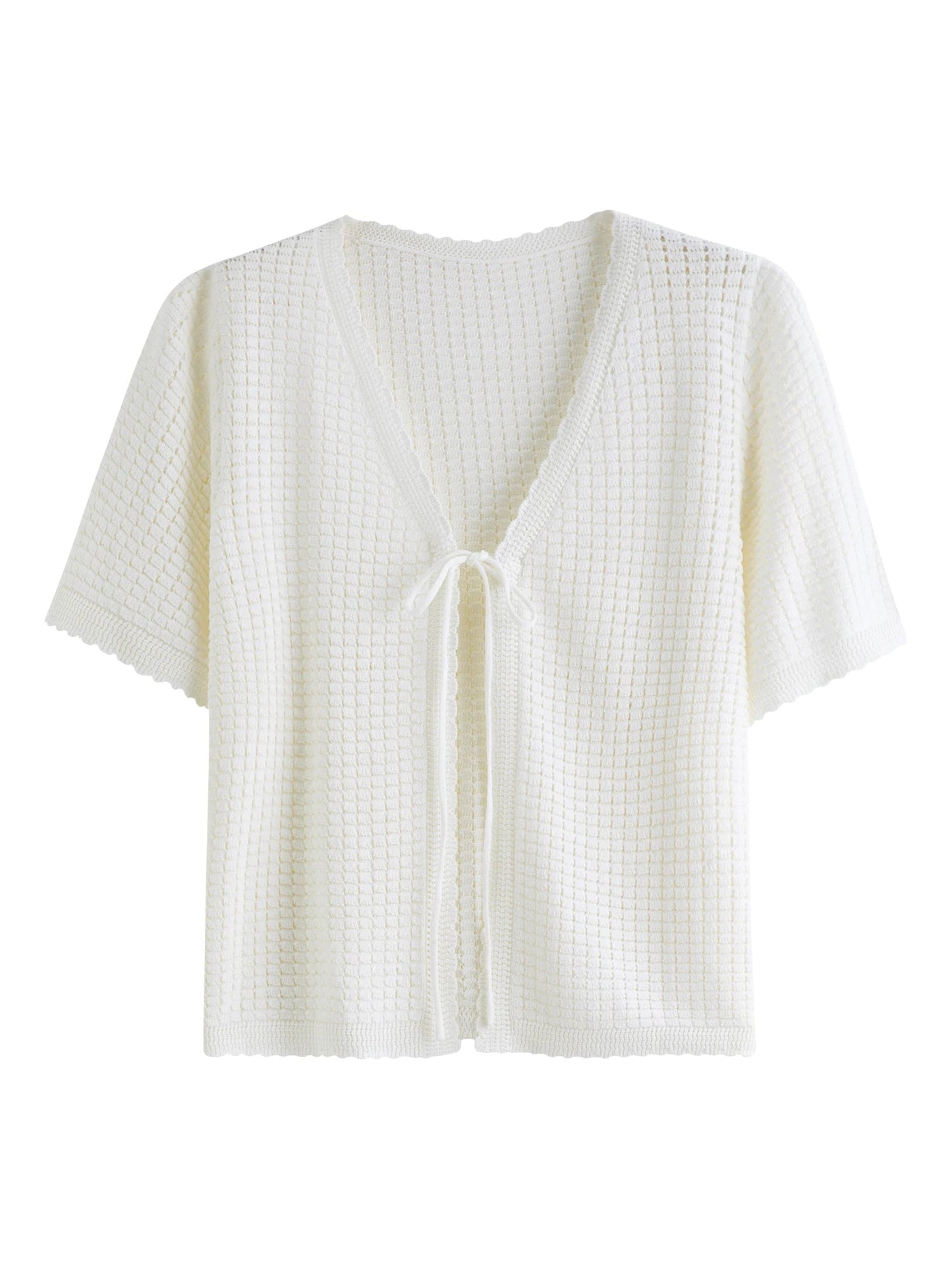 Textured Mesh Cardigan Relaxed Resort to Office Fit Loran