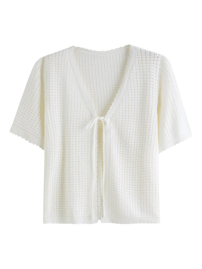 Textured Mesh Cardigan Relaxed Resort to Office Fit Loran