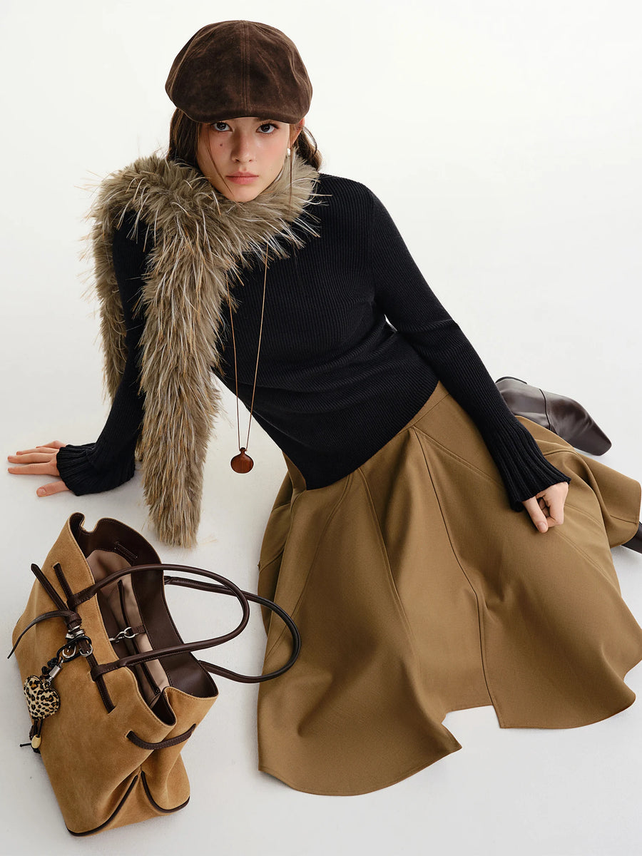 Women's Relaxed Fit Asymmetric Hem Winter Sweater