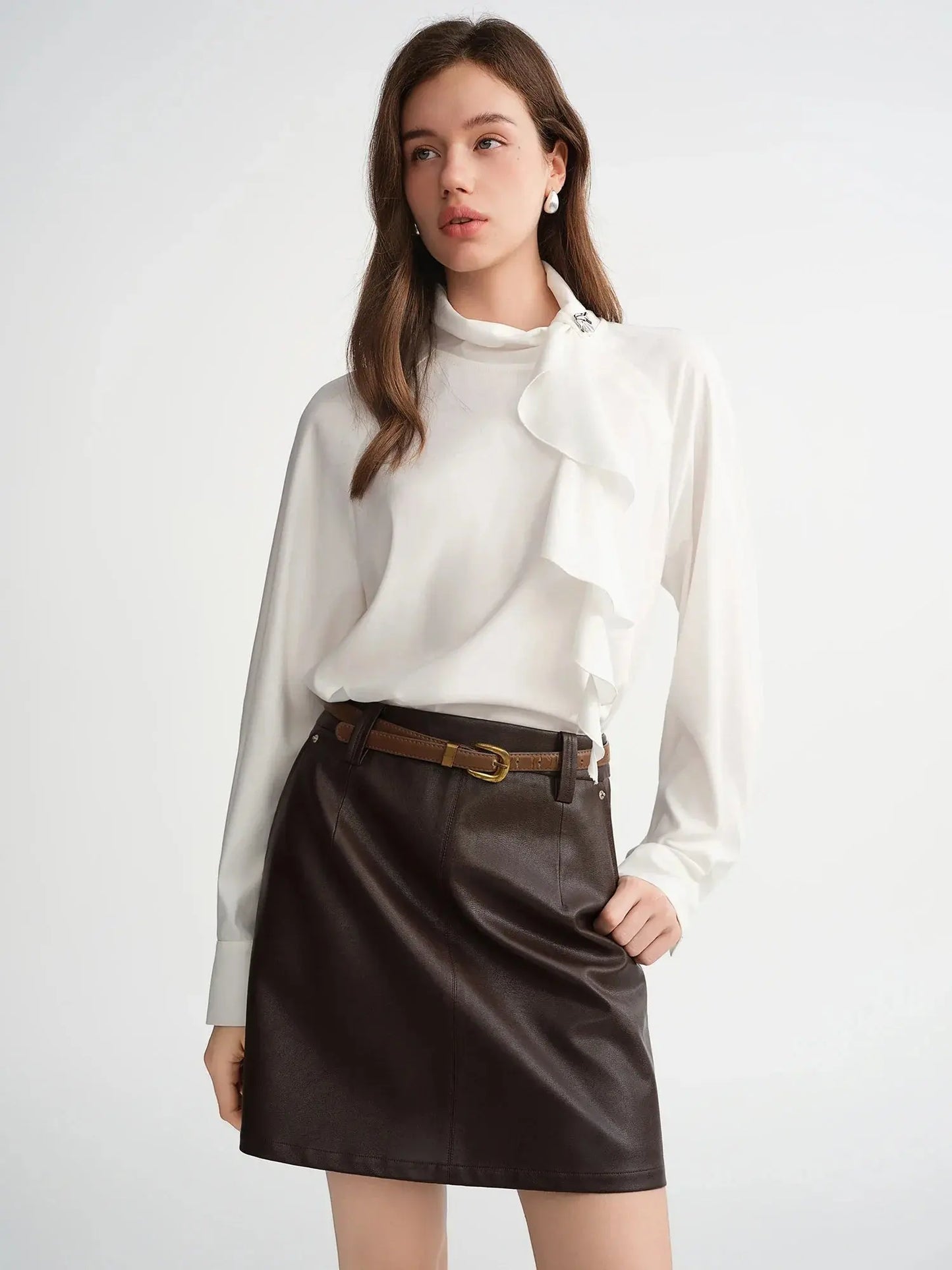 Elegant Asymmetrical Draped Blouse - Loran