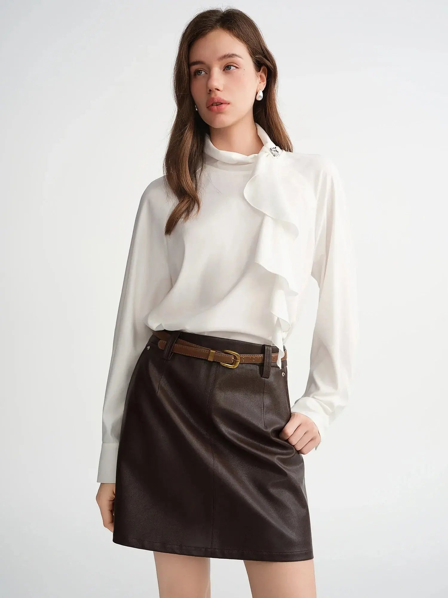 Elegant Asymmetrical Draped Blouse - Loran