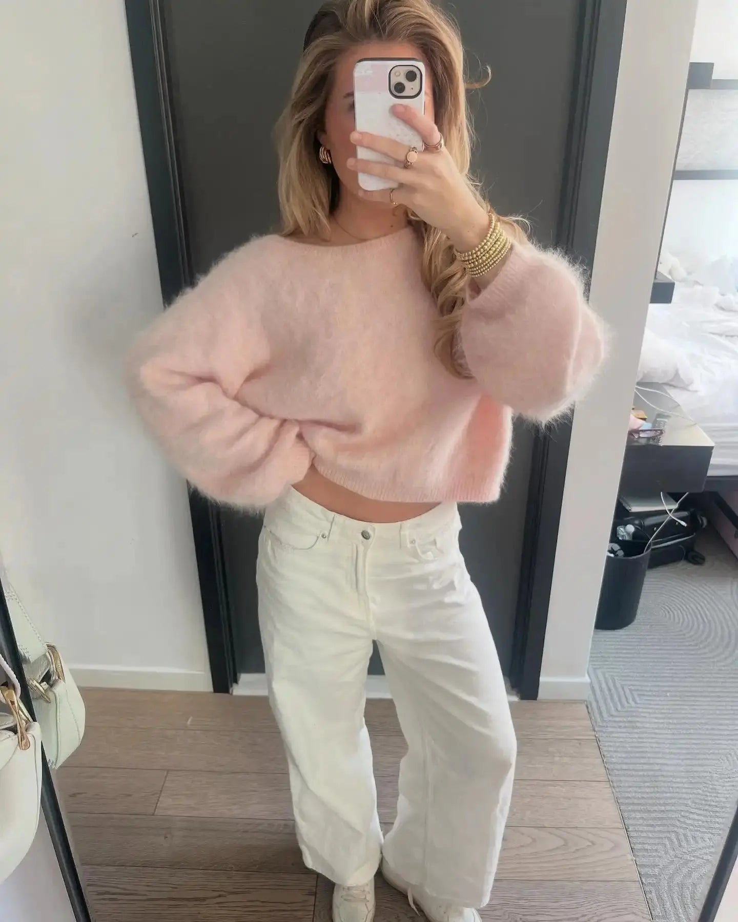 Loose Off Shoulder Long Sleeve Sweater for Women - Loran