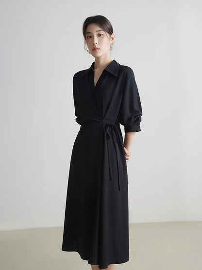 Wrap V-Neck A-Line Dress Half Sleeve Summer Maxi Loran