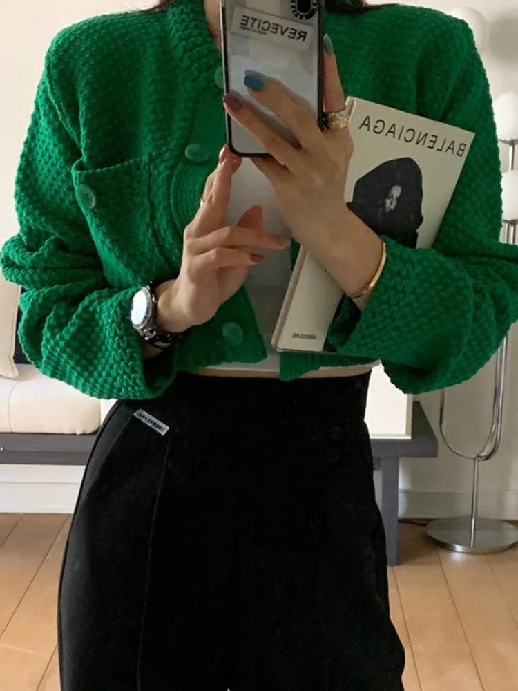 Women's Short Knit Cardigan Sweater Coat.