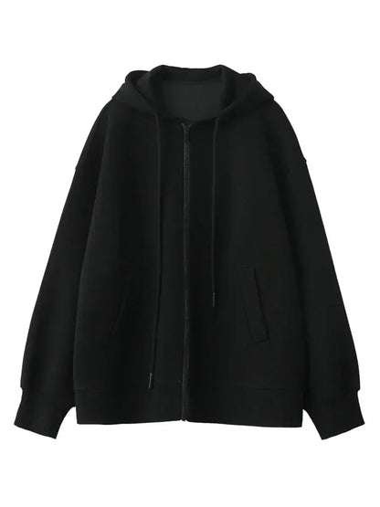 Women's Casual Loose Solid Hooded Overcoat - Loran