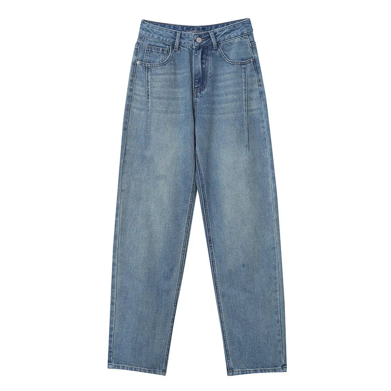 Amii Straight-leg Pants 2026 Spring New Solid Color Casual Washed Denim Trousers Versatile Basic Cotton Women's Pants 12621040 Loran