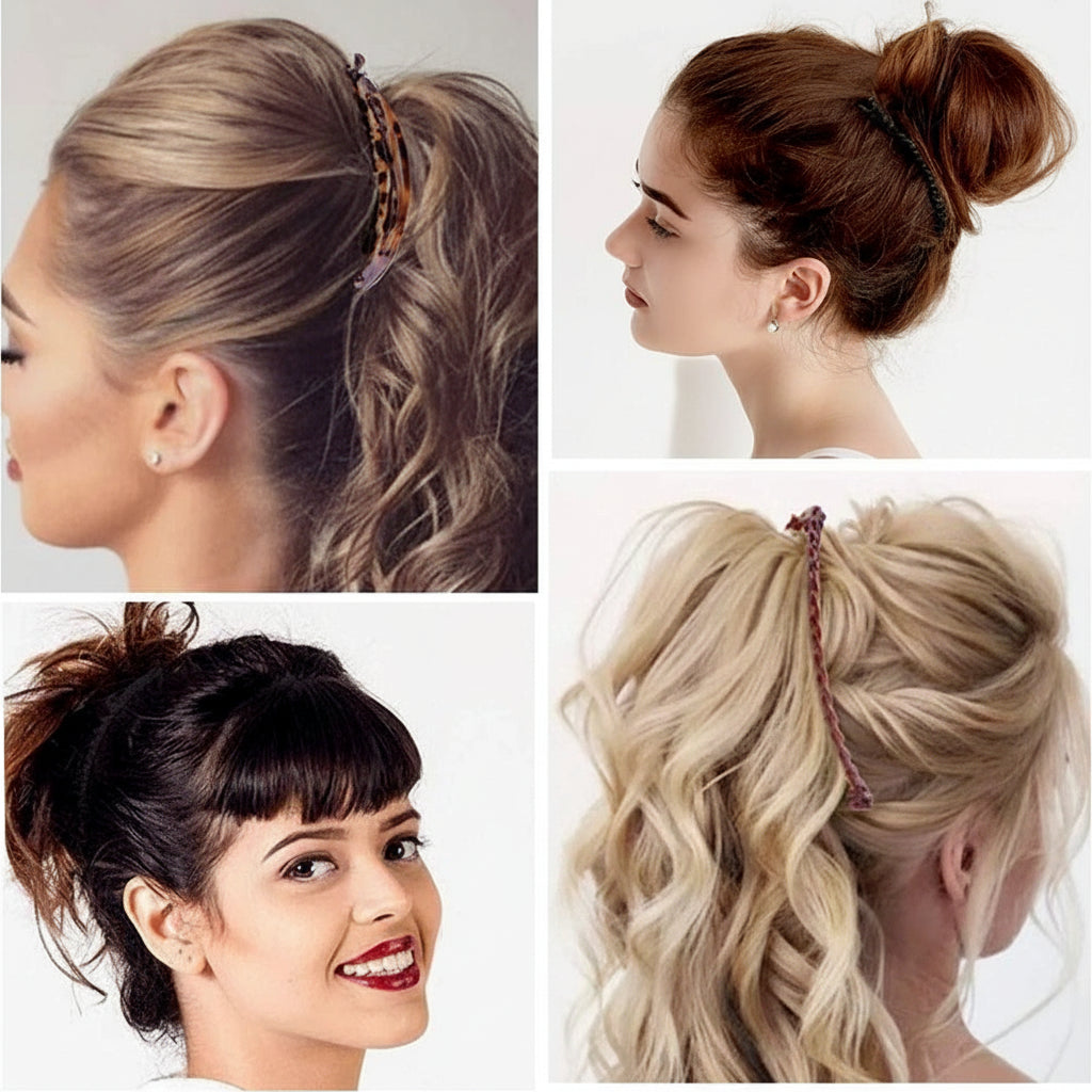 4pc Vintage Banana & Fishtail Hair Clip Set for Women