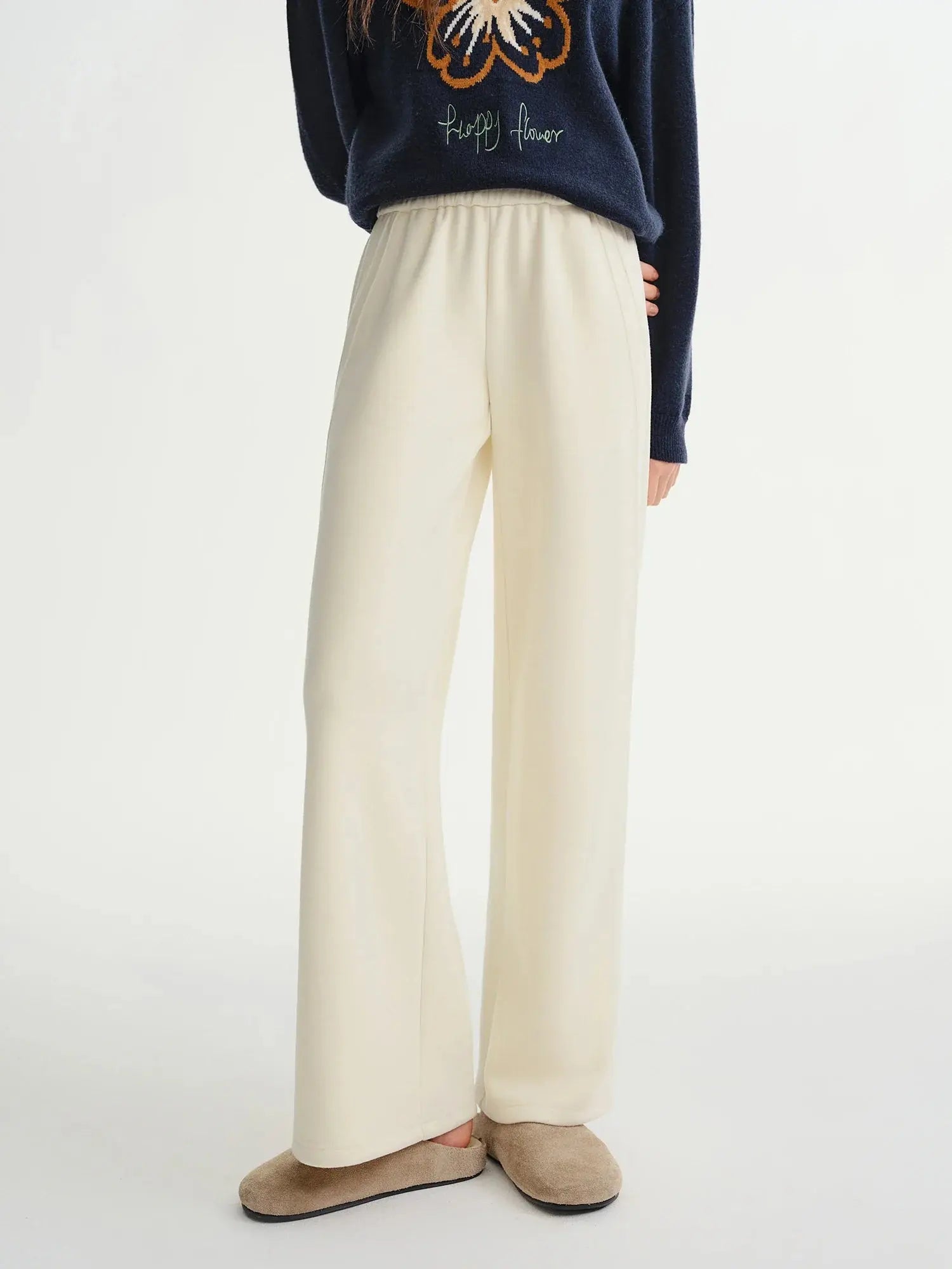 Plus Size Relaxed Wide-Leg Elastic Pants - Loran