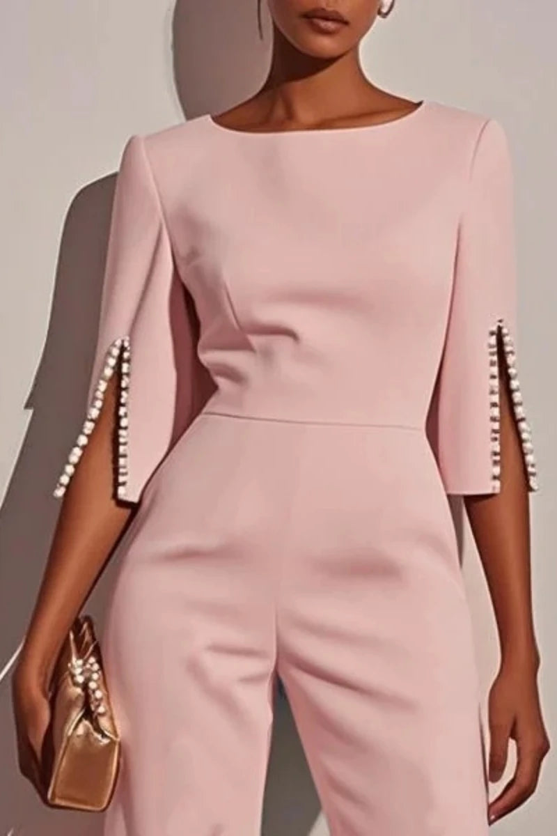 Chic Jumpsuit with Beading A Straight-Leg Classic