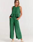 Summer Pleated Wide-Leg Pant Set