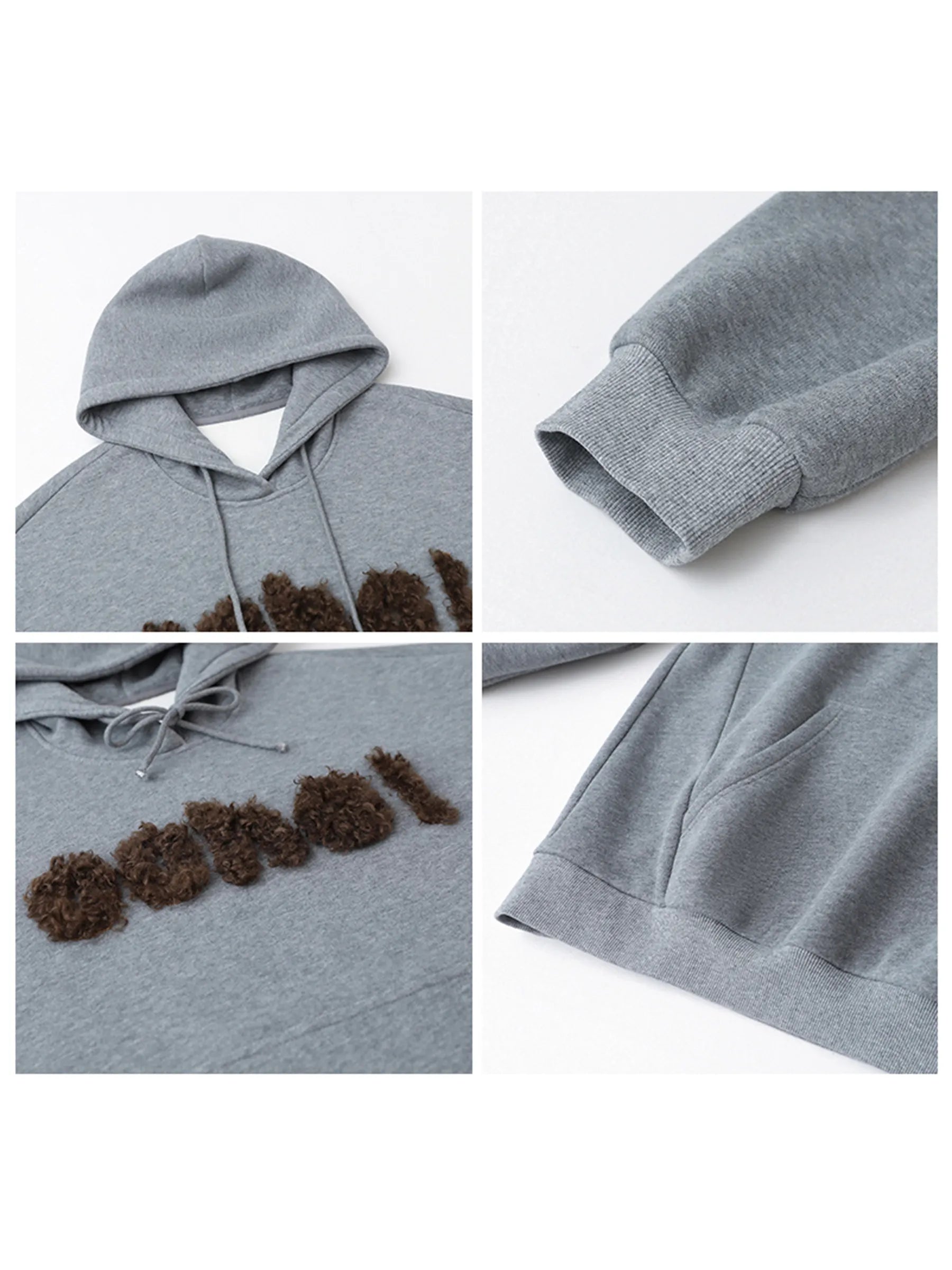 Plush Letter Hoodie Loose Autumn & Winter Sweatshirt