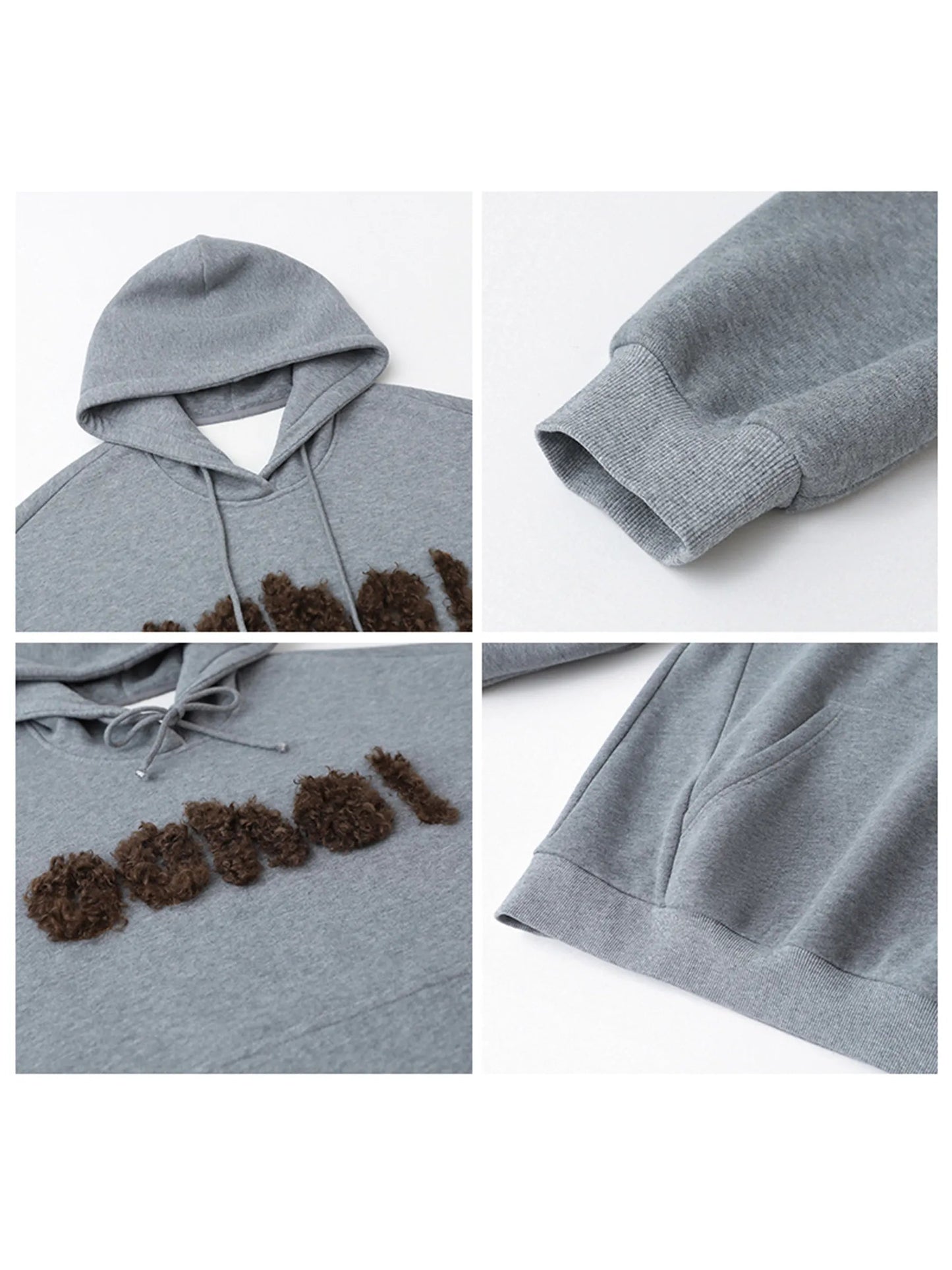 Plush Letter Hoodie Loose Autumn & Winter Sweatshirt Loran