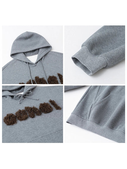 Plush Letter Hoodie Loose Autumn & Winter Sweatshirt Loran