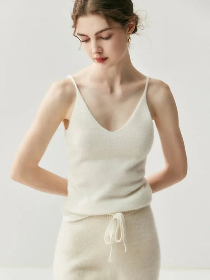 Women's 100% Cashmere V-Neck Vest | Soft Winter Knitwear LORAN STORE