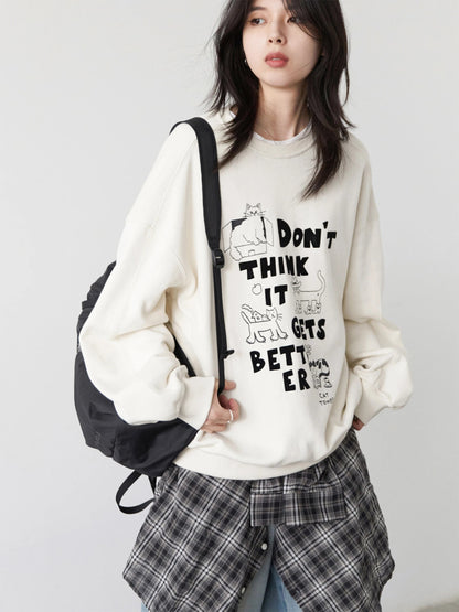 Preppy Plush Pullover Long Sleeve Autumn Top Loran