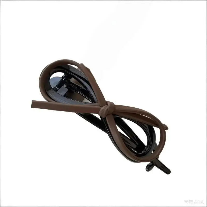 Elegant Leather Bow Hairpin Sweet Barrette Accessory