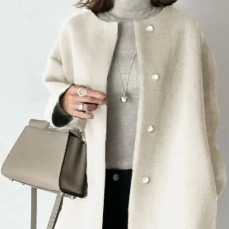 Elegant Wool Blend Mid-Length Coat - Loran