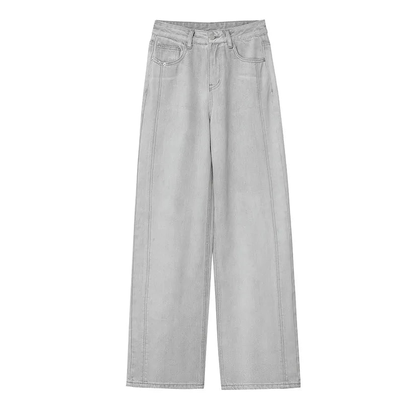 Amii Women's Jeans 2026 Spring New Casual Solid Color Cotton Straight Women's Pants Versatile Long Denim Trousers 12621038 Loran
