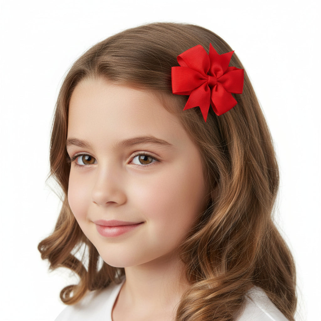 Solid Color Grosgrain Ribbon Hair Bow Clips for Girls