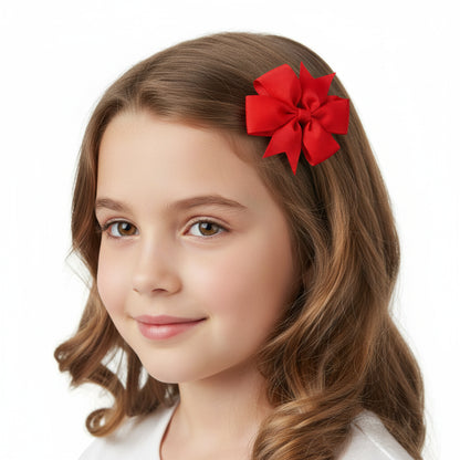 Solid Color Grosgrain Ribbon Hair Bow Clips for Girls