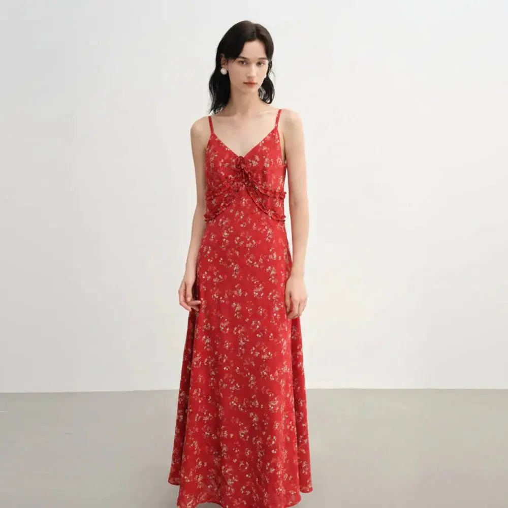 Women's Floral Checkered Maxi Dress