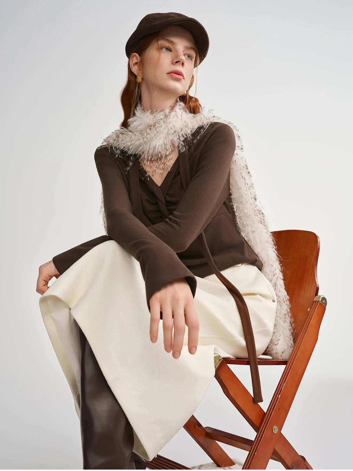 Plus Size Retro Brown Twist T-Shirt - Loran