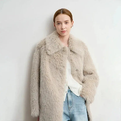 Women's Loose-Fit Turn-Down Collar Coat - Loran