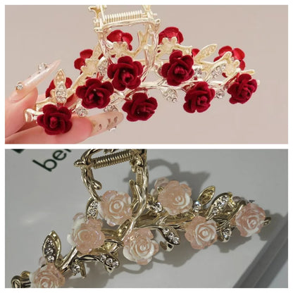 Elegant Rose Metal Hair Claw Clip for Updos
