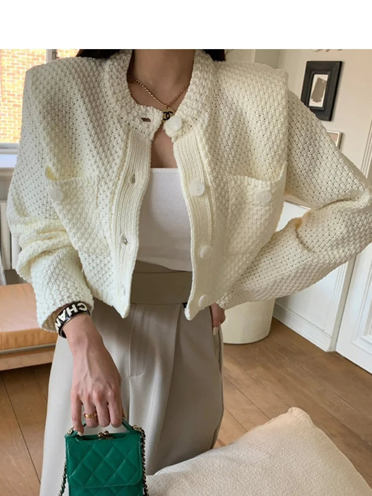 Women's Short Knit Cardigan Sweater Coat.