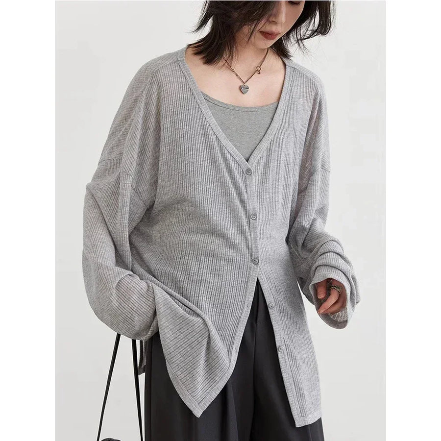 Women's V-Neck Cardigan Sweater for Spring/Summer