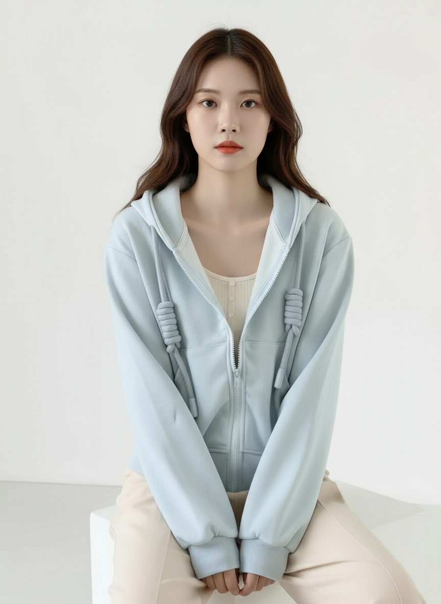 Preppy Lace-Up Cropped Hoodie