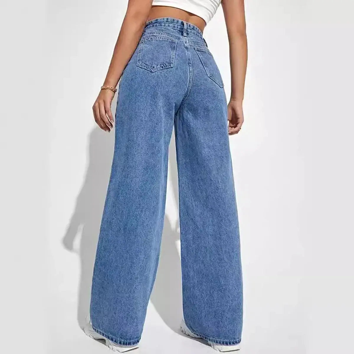 The New Dark Blue Wide-Leg Straight Jean: Effortlessly Stylish - Loran