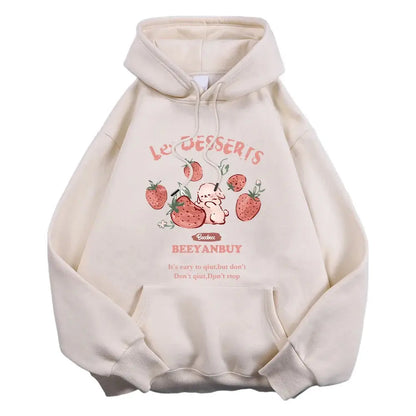Cute Rabbit Strawberry Print Women's Hoodie - Loran