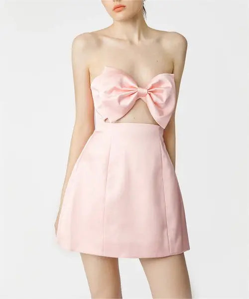 Bow Mini Dress Women Off Shoulder Sleeveless Dress - 3IN SMART Shop  #