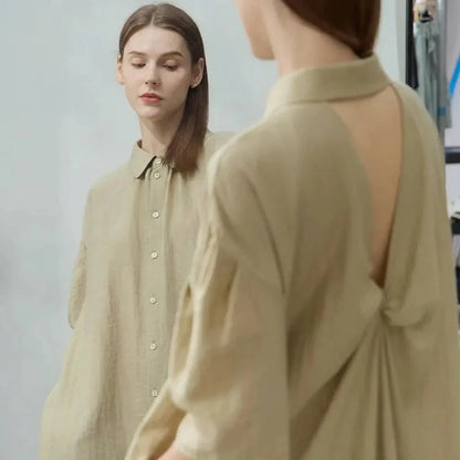 Loose Linen Drop Shoulder Dress - Loran