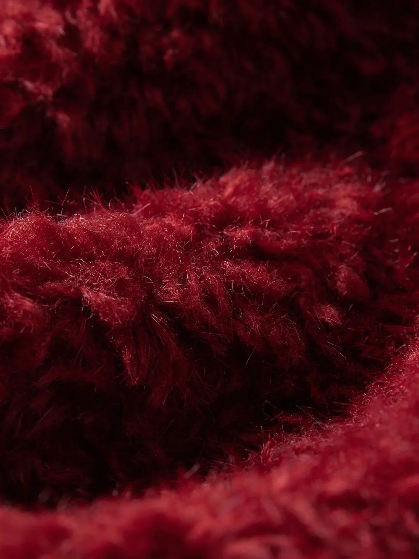 Plus Size Burgundy Faux Fur Coat - Loran