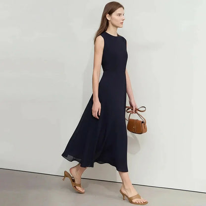 Women's Slim-Fit Round Neck Long Dress - Loran