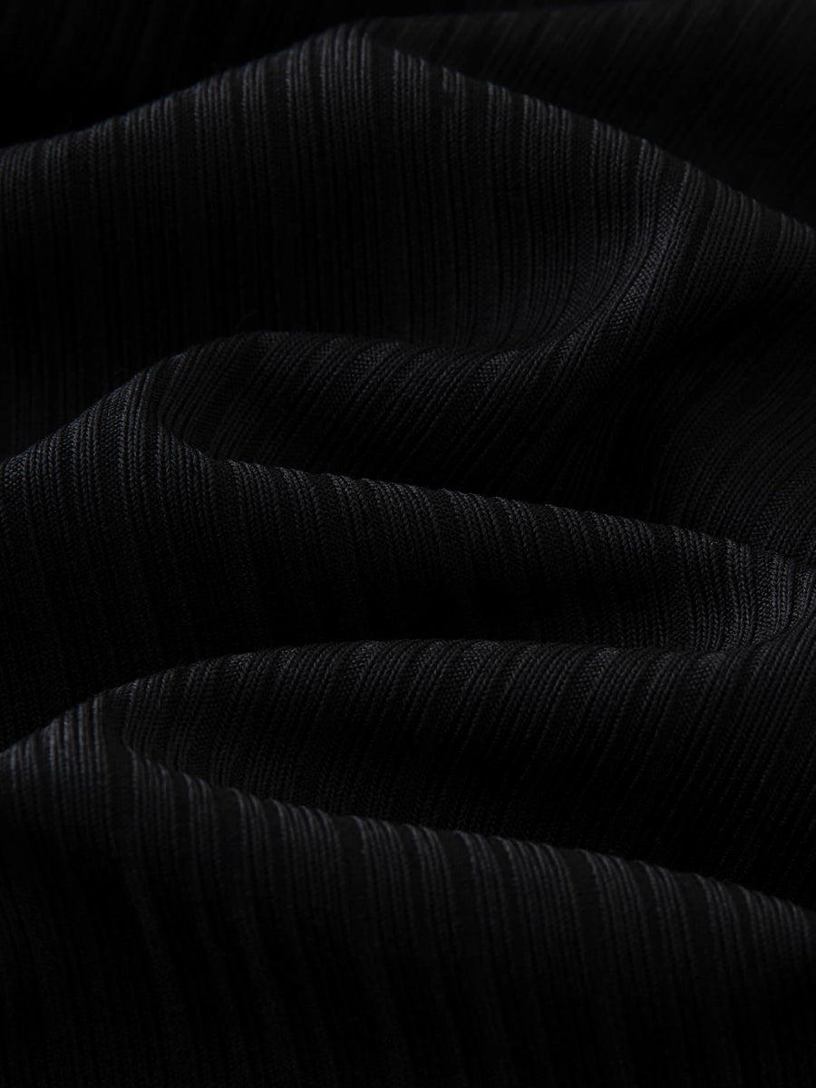 Chic Minimalist Black Stretch Wide-Leg Summer Trousers