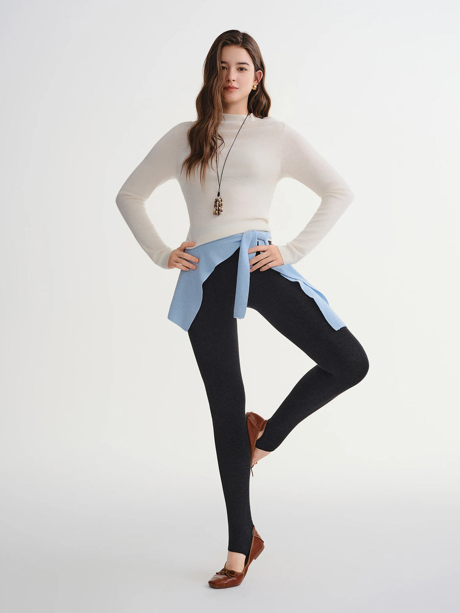 Slimming Vertical Texture Leggings with Stocking Feet