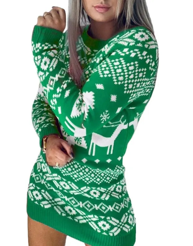 Sweater Women Christmas Deer Knitted Long Sleeve - 3IN SMART Shop  #